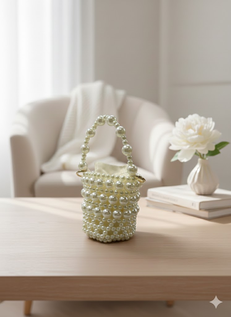 Girls Mini Faux Pearl - Beaded Bag