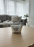 Girls Cute Silver Bow Decor Bag