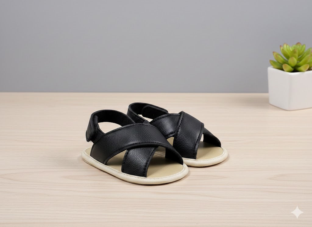 New Born -  Boys Cross Sandals  (Black)