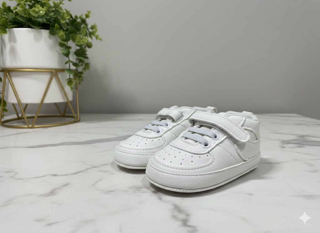 New Born - Boys White Sneaker with Strap
