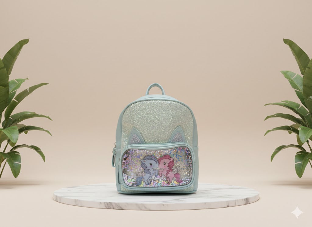 Girls school bag (Light Green Pony)
