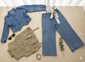3Pcs Set - Leather Fashionable Jeans + Brown Leather Waist Coat + Jacket