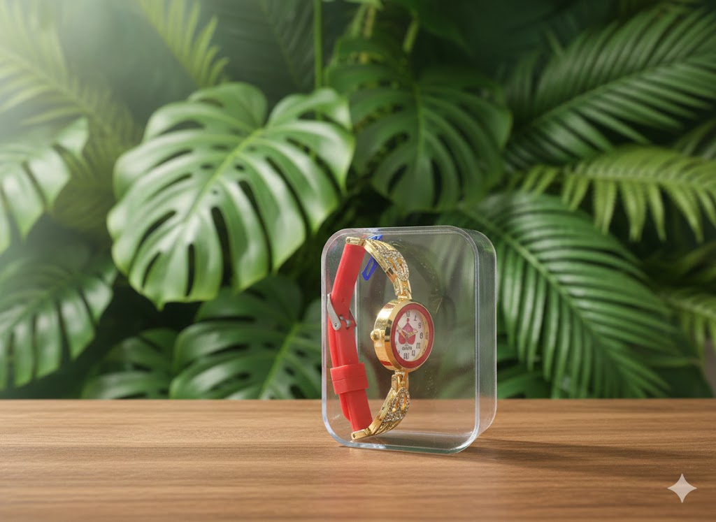 Girls Watches - Luxury Stainless Steel Band - with Red locket