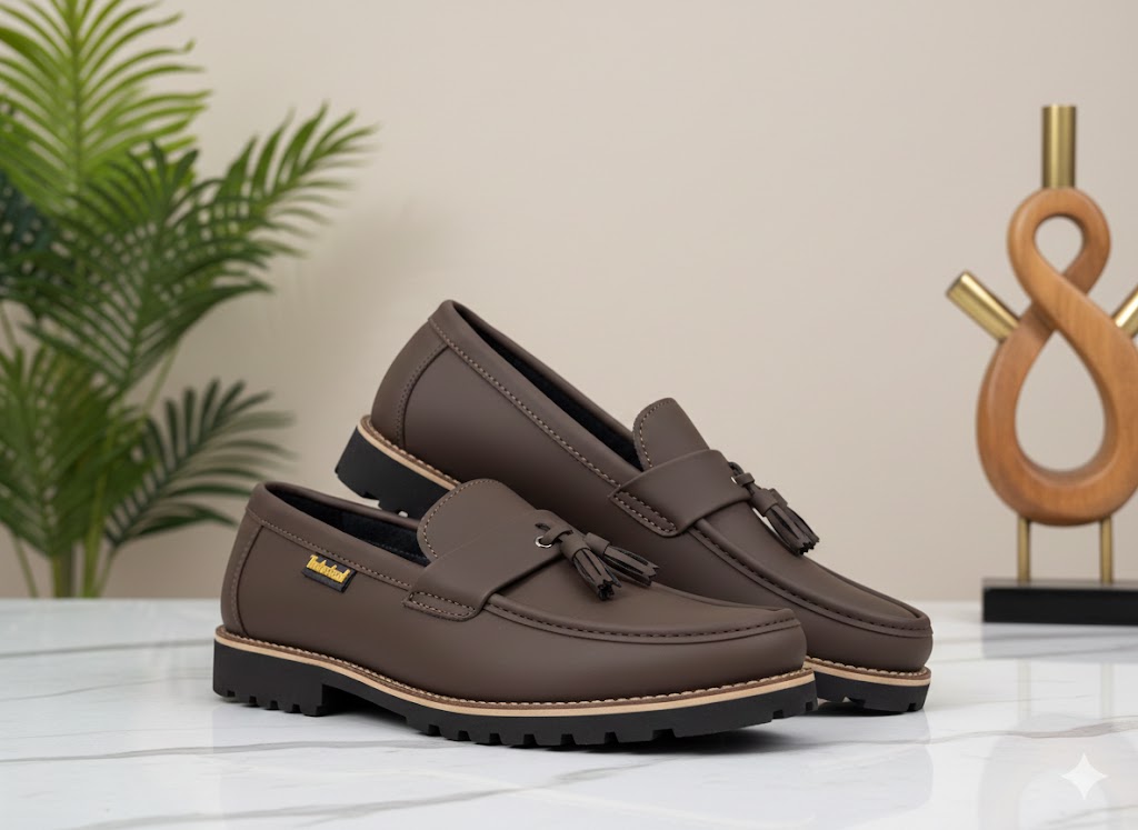 Boys Flat Slip-On Loafers - (Coffee Brown)