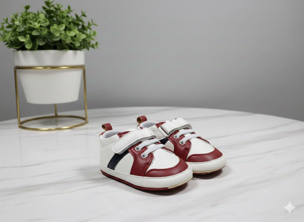 Boys pre-walker shoes - (White & Red colorway)