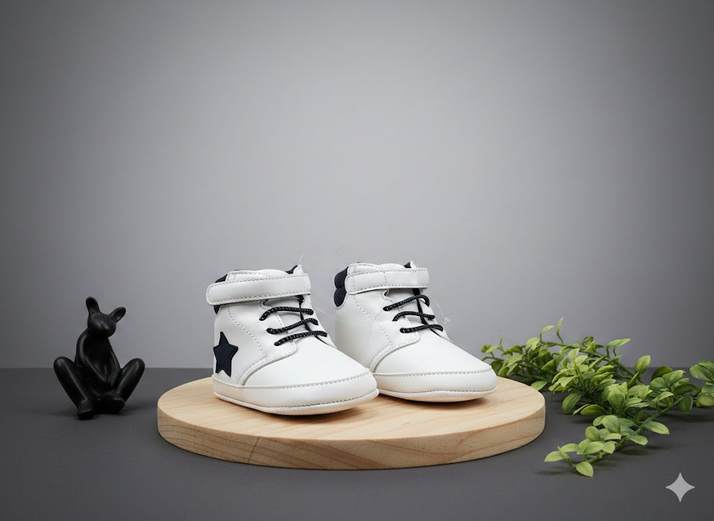 New Born -  Boys All White Shoes