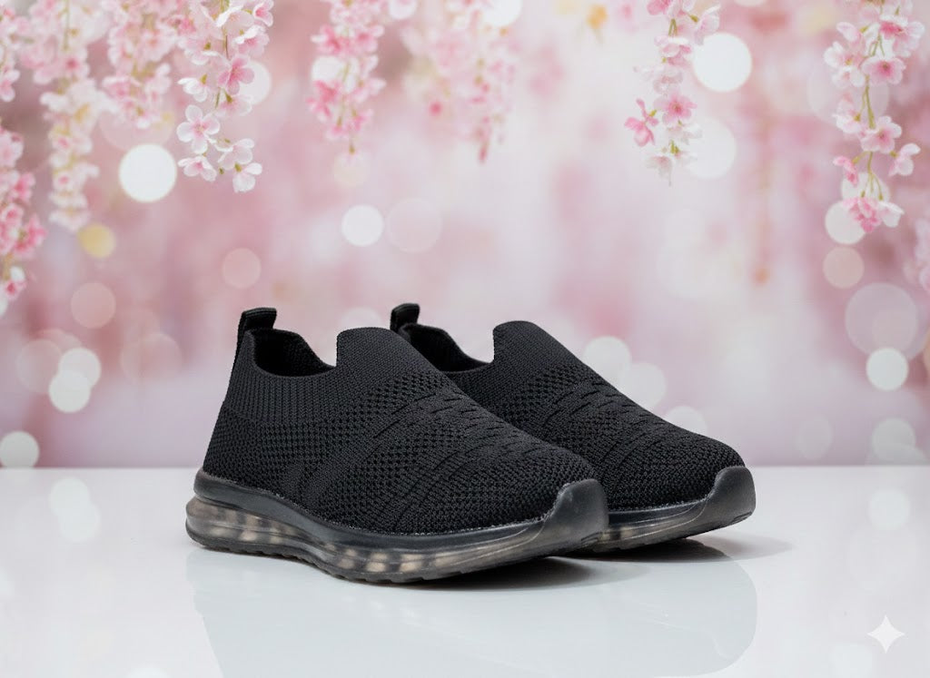 Kids Mesh Casual Outdoor Sport Sneakers - (Black)
